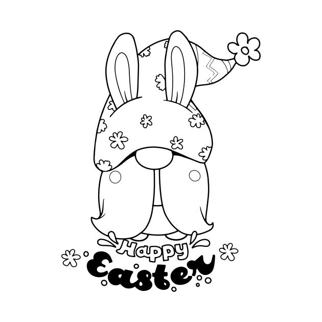 Cute bunny gnome ,happy Easter cartoon, Cartoon style. by 9georgeDoodle