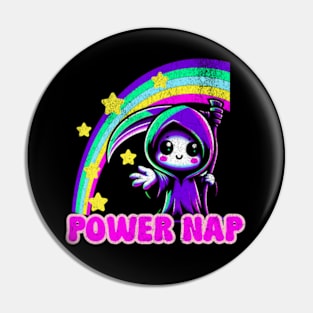 Funny Grim Reaper Power Nap Kawaii Pastel Goth Sarcastic Pin