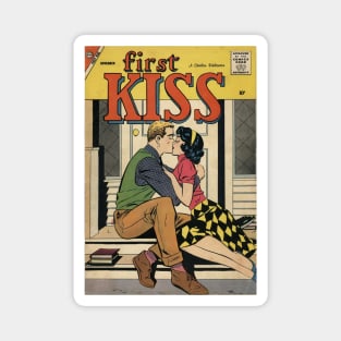 Vintage Romance Comic Book Cover - First Kiss Magnet