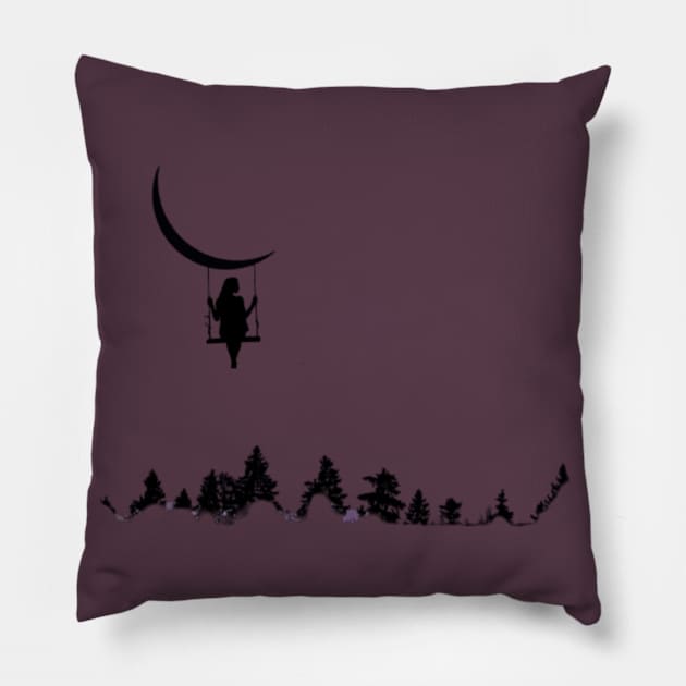 girl on swing Pillow by tubakubrashop