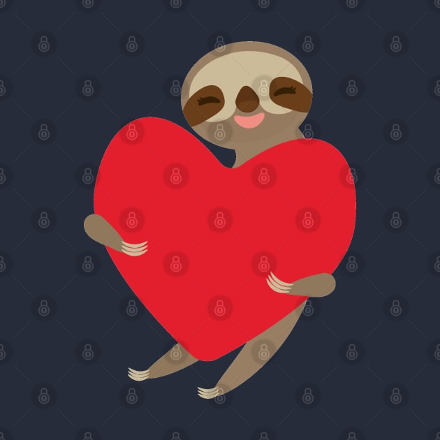 Cute sloth with red heart by EkaterinaP