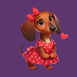 Dachshund Diva Valentine T-Shirt