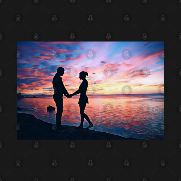 Lovely Sunset (Couple On The Beach) by Unique Designs