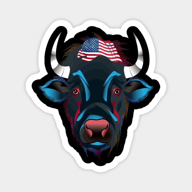 Patriotic Water Buffalo Magnet by JH Mart