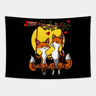 Cute Fox Couple Tapestry