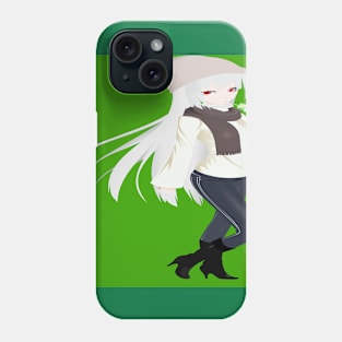 Anime girl with long white hair Phone Case