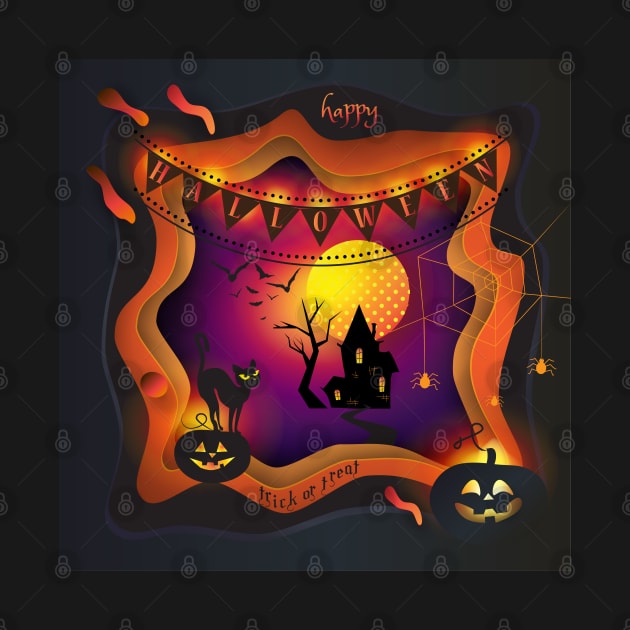 Halloween night party illustration Holiday decoration by sofiartmedia