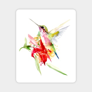 Hummingbird and Flowers Magnet