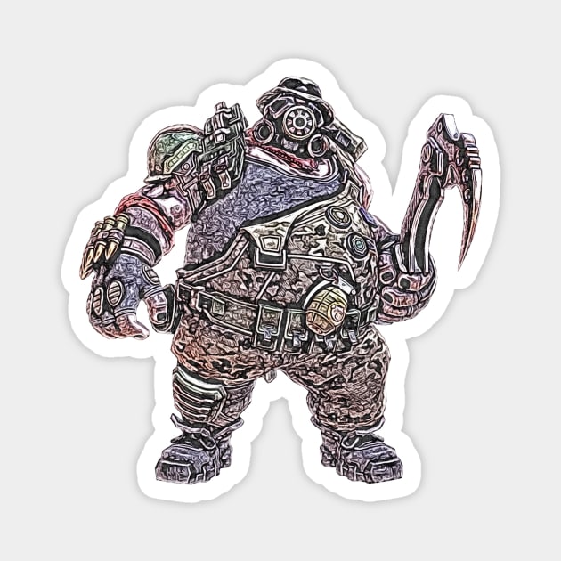 Overwatch Roadhog Militia Skin Magnet by Green_Shirts