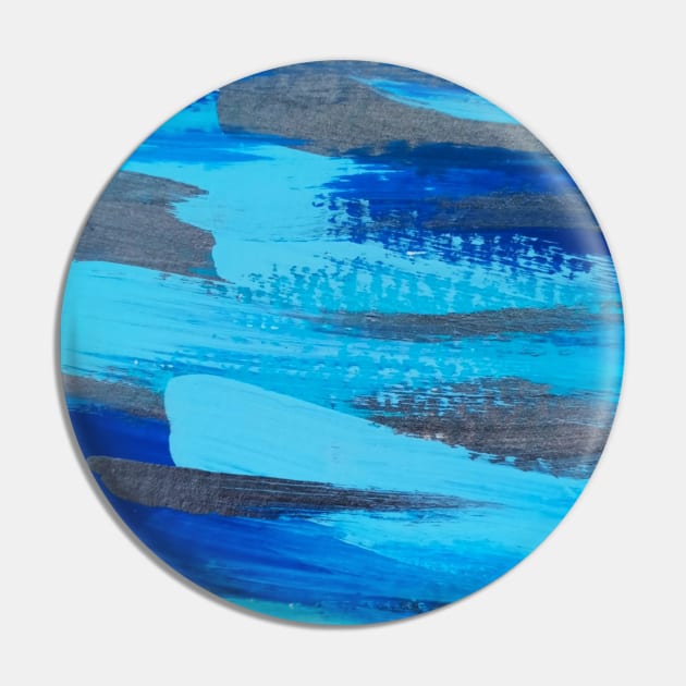 Blue and Silver Paint Strokes Pin by thcreations1