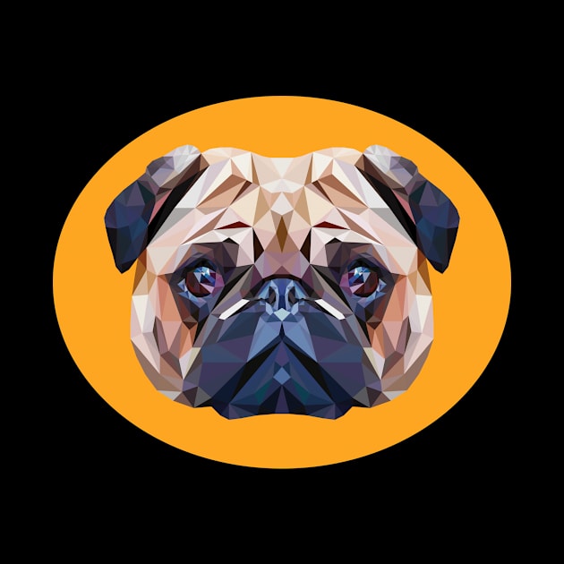 Funny Pug Polygon Dog Head Pet Gift by MaveriKDALLAS
