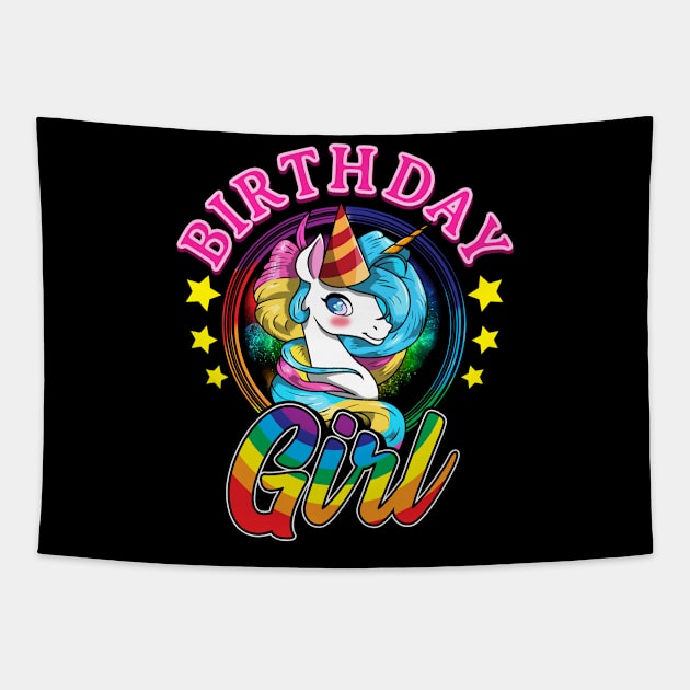 Birthday Girl Cute Unicorn Shirt Tapestry by KsuAnn