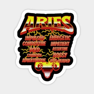 Aries Retro 90s Band Zodiac Birthday Traits Lightning Magnet