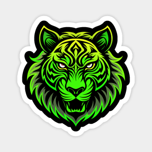 Tiger face neon green Magnet