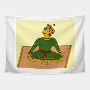 Yoga pose indian folk art style, yoga day, indian yoga mudra Tapestry