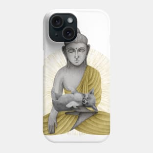 yellow Buddha with puppy Phone Case