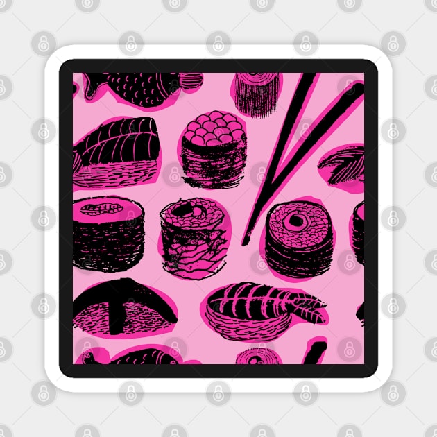 Pink sushi Magnet by louweasely