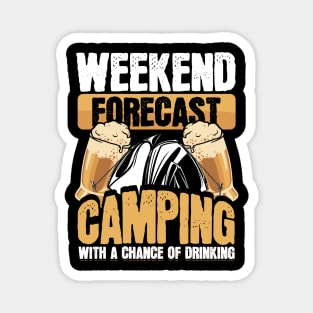 Funny Camper Weekend Forecast Camping Beer Drinking Magnet