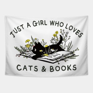 Just a girl who loves cats and books Tapestry