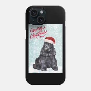 Black Cocker Spaniel Merry Christmas Santa Dog Phone Case