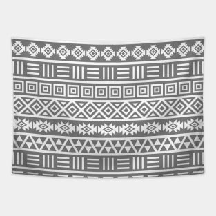 Aztec Influence Pattern White on Gray Tapestry