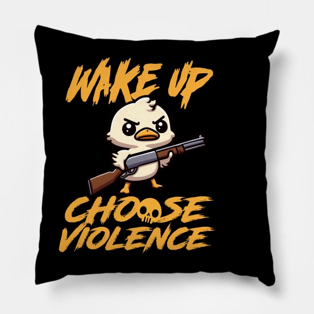 I Choose Violence Today, Goose Irony And Sarcasm Pillow by SergioCoelho_Arts