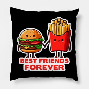 Hamburger and French Fries Best Friends Forever Pillow