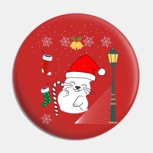 Merry Christmas Santa Cat Pin