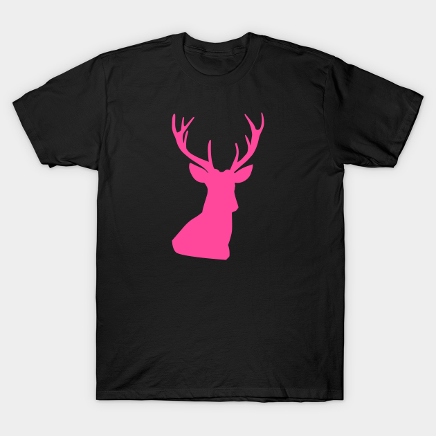 Discover Deer Head Silhouette Skull Hot Pink Color - Womens Hunting Apparel - T-Shirt