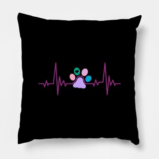 Cute Cat Paw Heartbeat Design, Cat Lover Gift Pillow