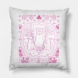 Rabbits With Fox in Pink Pillow