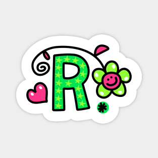 Letter R abc monogram hand drawn colorful alphabet Magnet