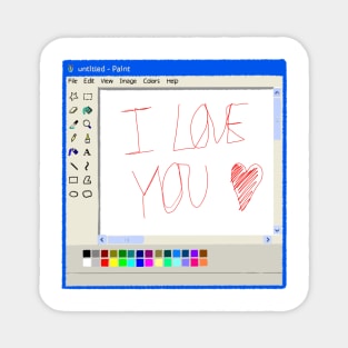 I Love You MS Paint drawing Magnet