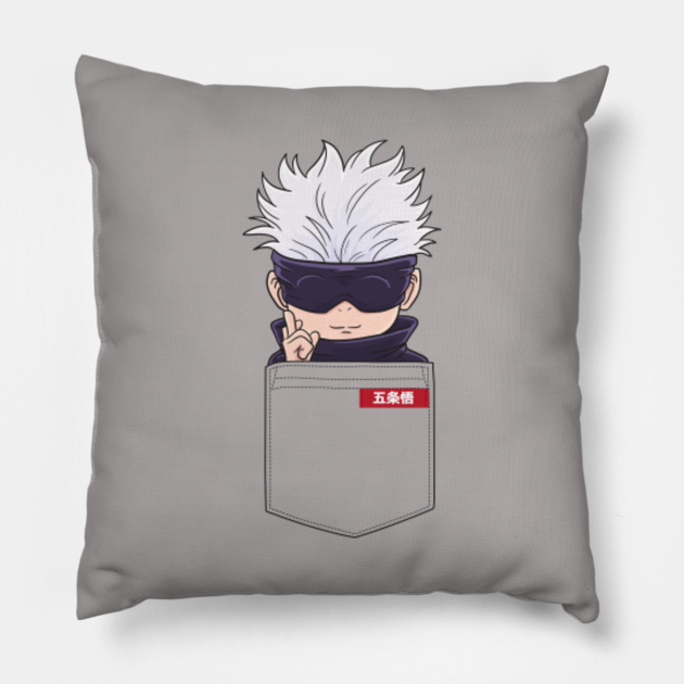Anime Satoru Gojo Blindfolded Chibi Pocket - Jujutsu Kaisen - Pillow | TeePublic