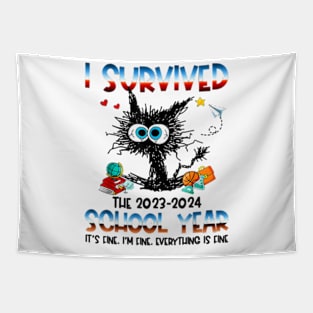 Happy Last Day of School 2024 Funny Teacher I Survived Last Day of The School Year 2024 Tapestry