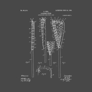 Lacrosse Stick Patent - Lacrosse Player Art - Antique T-Shirt