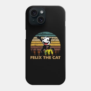 full face the cat walking art vintage retro Phone Case