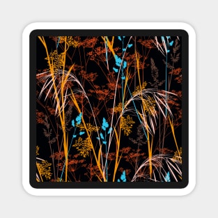 In the wild meadow - black-orange Magnet