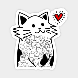 Cats Brighten Up My Heart (Black) Magnet