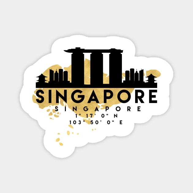 Singapore Singapore Skyline Map Art Magnet by deificusArt