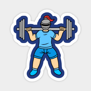 Cute cartoon knight weightlifting Magnet