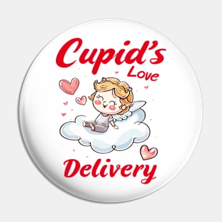 Cupid's Love Delivery: Pretty in Pink, Red, and Yellow - Adorable Cartoon for Valentine's Day Pin