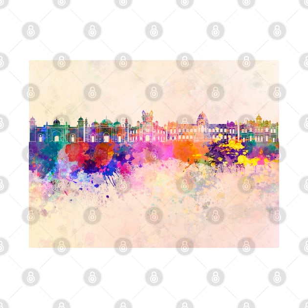 Dhaka skyline in watercolor background by PaulrommerArt