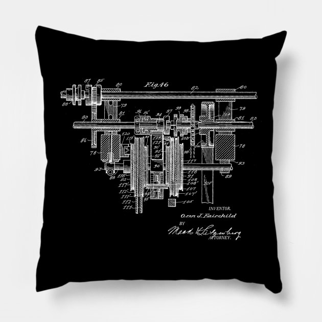 Automatic Bowling Machine Vintage Patent Drawing Pillow by TheYoungDesigns