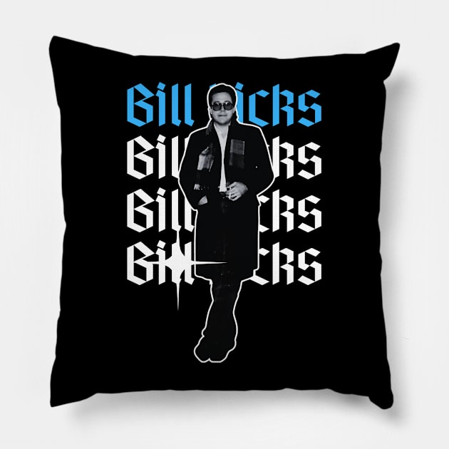 Bill hicks x 80s retro Pillow by KawaKiwi