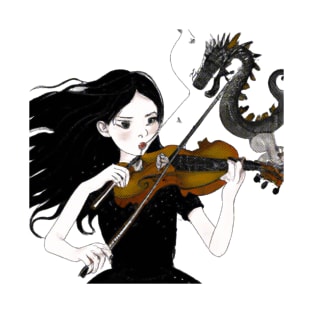 Dragon and the Violin Playing Girl T-Shirt