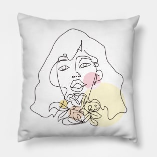 abstract lady, line art woman Pillow