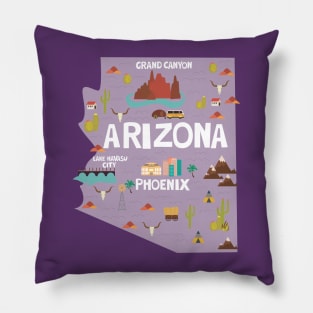 Arizona illustrated map Pillow