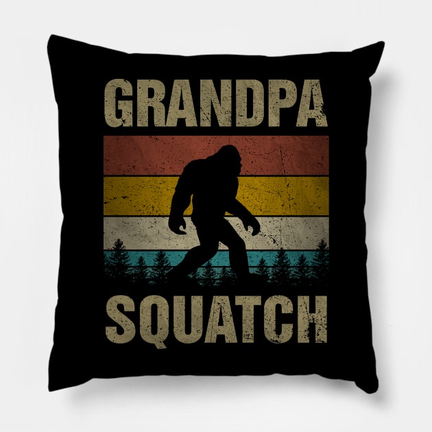 Grandpa Squatch Bigfoot Grandpa Sasquatch Yeti Family Matching Pillow by snnt