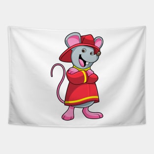 Mouse as Firefighter with Helmet Tapestry